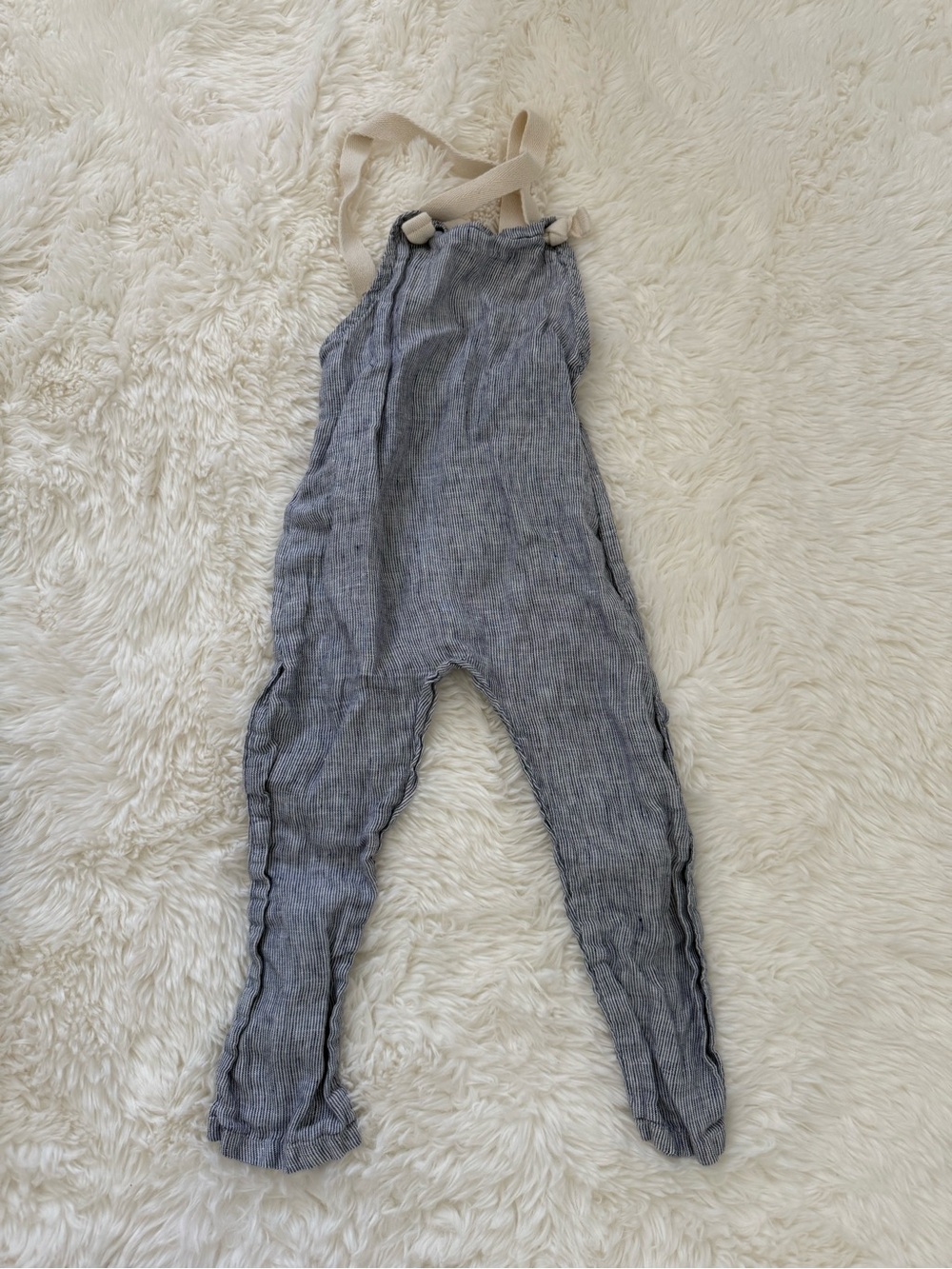 The simple folk kids Striped Linen Blend Baby Girl Overalls Jumpsuit Romper